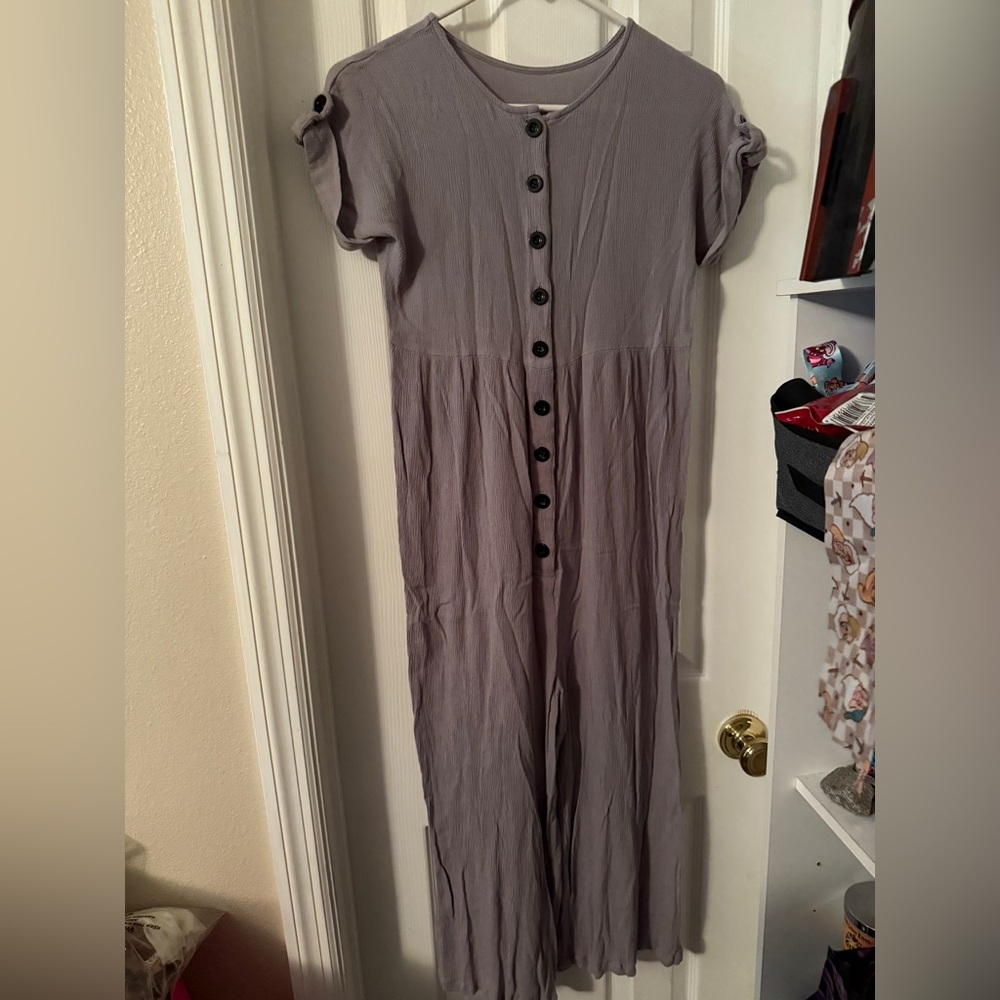 Gray Button-Down Romper
